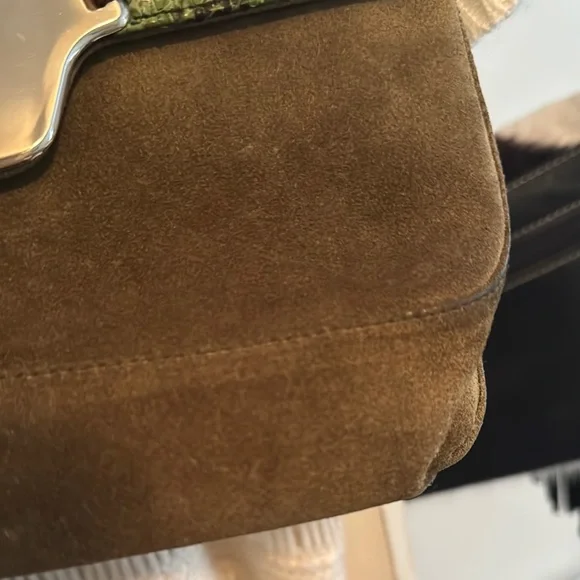 Prada Brown and Green Suede Women's Bag - Picture 6 of 10
